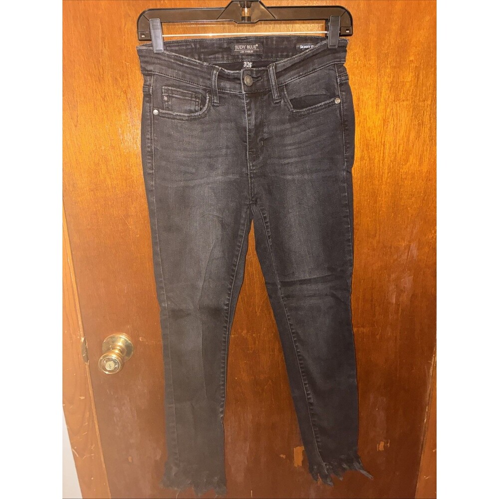 Judy Blue Skinny Black Jeans Size 3/26 Distressed Ripped